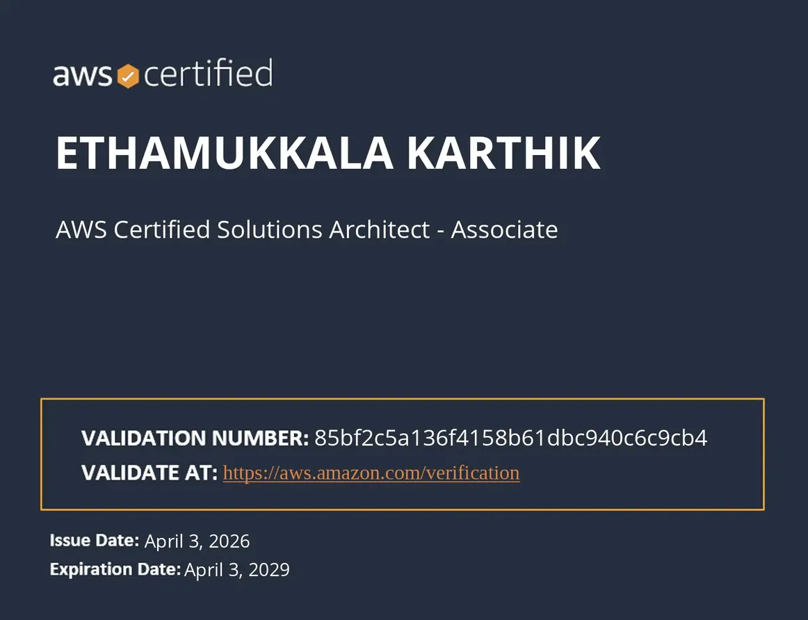 AWS Solutions Architect Certificate