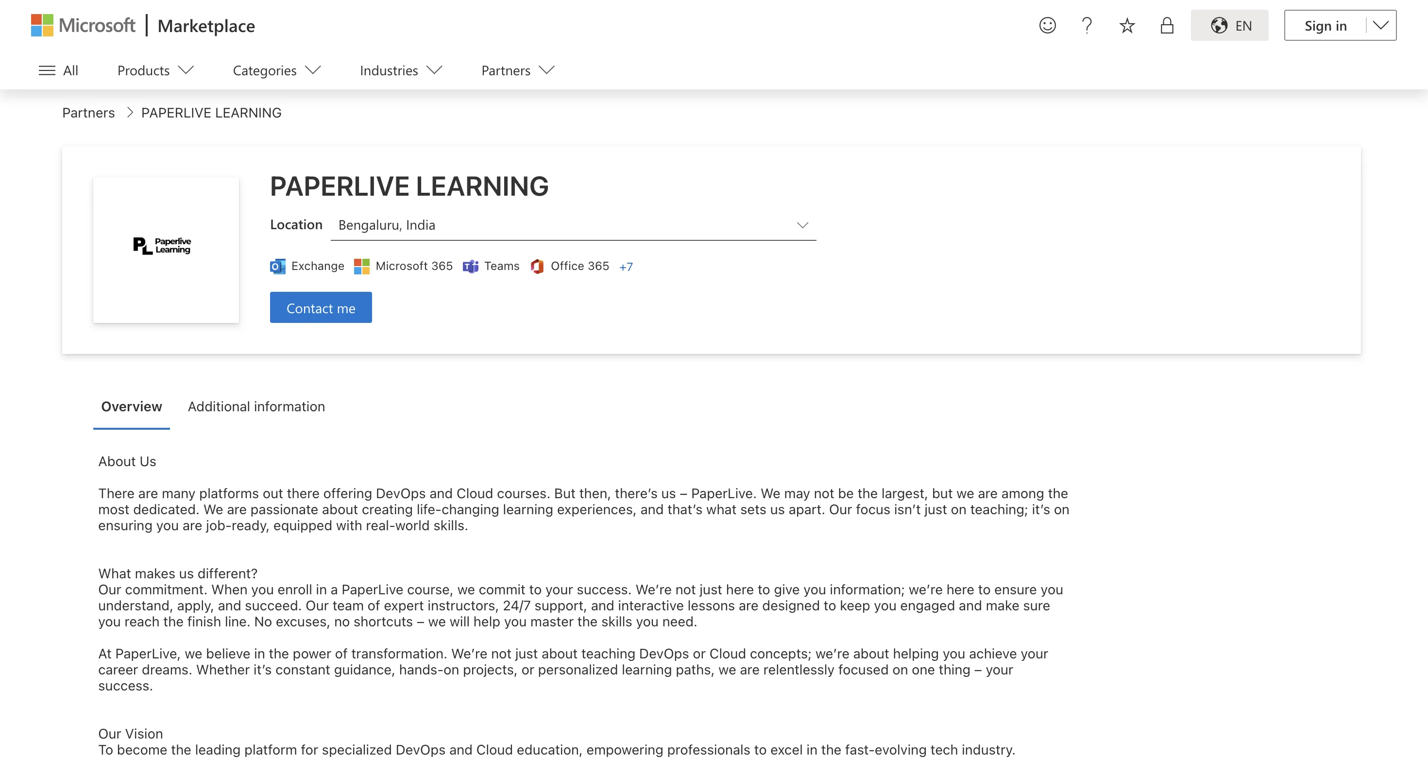 PaperLive Learning listed as a verified Microsoft AppSource partner